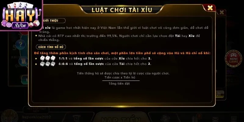 Quy luật và cách tính điểm trong trò chơi Tài Xỉu Haywin